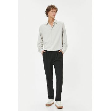 Pantaloni slim fit cu snururi de ajustare - Negru