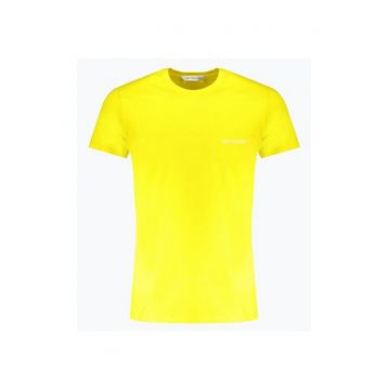 Tricou barbati din bumbac cu imprimeu cu logo - Galben