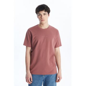 Tricou din amestec de bumbac cu decolteu la baza gatului