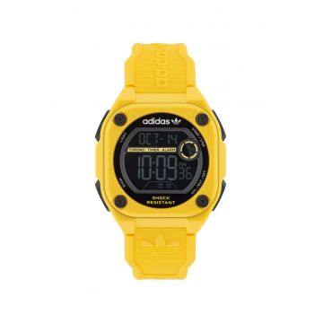 Ceas barbatesc  CITY TECH TWO - 45mm - galben - curea din rasina - rezistent la apa 10 ATM