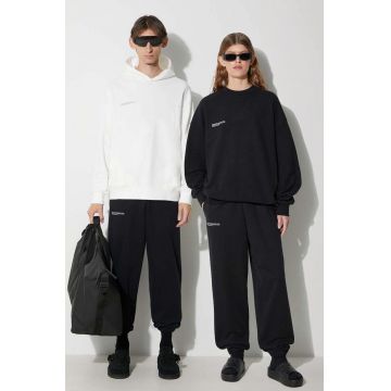 Pangaia pantaloni de trening din bumbac culoarea negru, uni