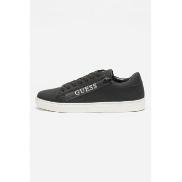 Pantofi sport de piele ecologica cu logo si fermoar