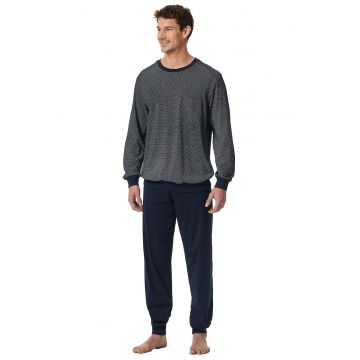 Pijama de bumbac cu pantaloni lungi - Albastru inchis