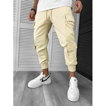 Pantaloni de trening cargo  crem  conici Y302 20-3