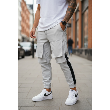 Pantaloni de trening cargo  gri   conici Y359 18-3.1