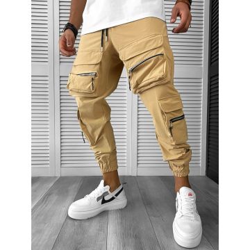 Pantaloni de trening cargo  maro  conici K006 14-4