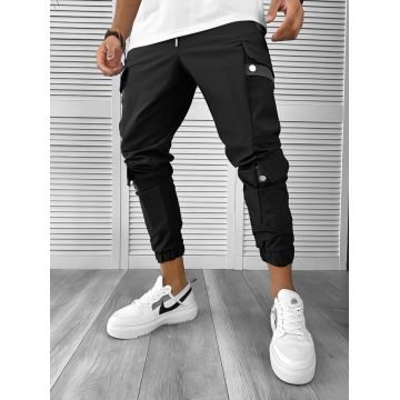 Pantaloni de trening cargo  negri  conici Y201 O5-1.3