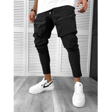 Pantaloni de trening cargo  negri  conici 12510 D5-1.2