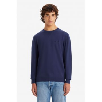 Pulover tricotat fin cu decolteu la baza gatului - Albastru inchis