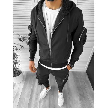 Trening barbati slim fit negru Pantaloni + Hanorac 12948 P19-5.1