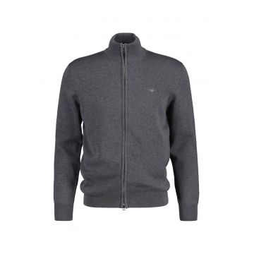 Cardigan de bumbac cu fermoar - Gri