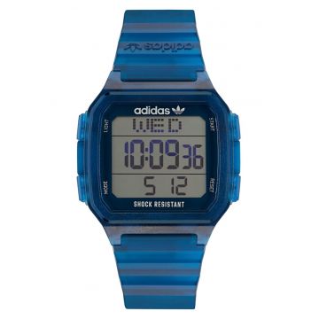 Ceas barbatesc  DIGITAL ONE GMT - albastru - curea din rasina - rezistenta la apa 5 ATM