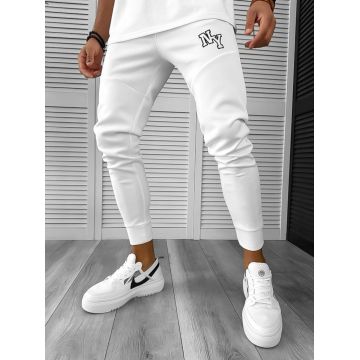 Pantaloni de trening albi  conici  silon 12347