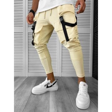 Pantaloni de trening cargo  bej   conici Y089  34-3