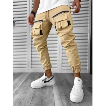 Pantaloni de trening cargo  crem  conici Y256 P20-2.2
