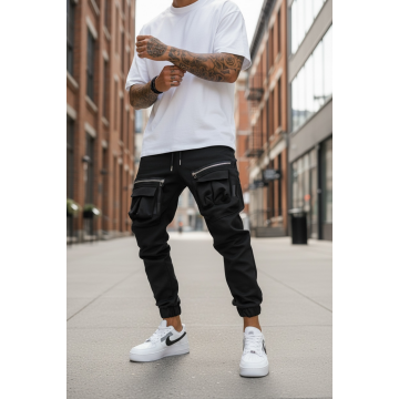 Pantaloni de trening cargo  negri  conici Y256 33-1.1