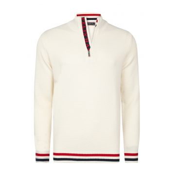 Pulover cu accente in dungi - Rosu/Alb fildes/Albastru ultramarin