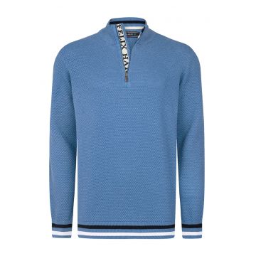 Pulover cu accente in dungi - Alb/Albastru pastel/Negru