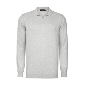Pulover polo de bumbac cu model uni