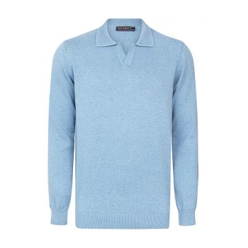 Pulover polo de bumbac cu model uni