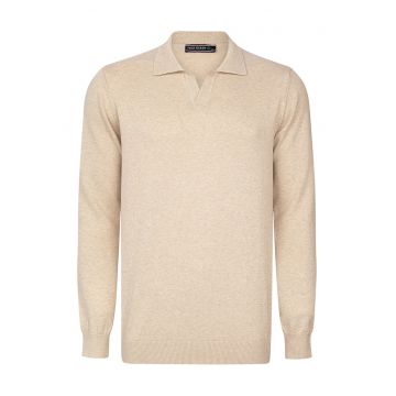 Pulover polo de bumbac cu model uni