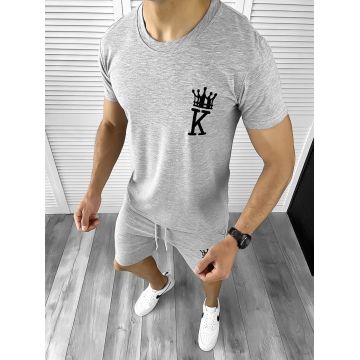 Trening barbati gri  pantaloni + tricou 11698 O5-5.1