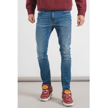 Blugi slim fit cu aspect decolorat