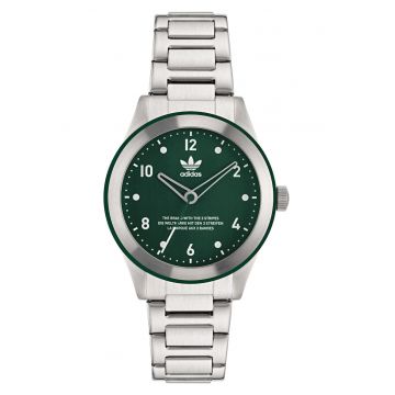 Ceas barbatesc  CODE THREE - inox - argintiu - cadran verde