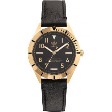 Ceas  Fashion Edition - unisex - auriu cu negru - mecanism quartz - curea piele