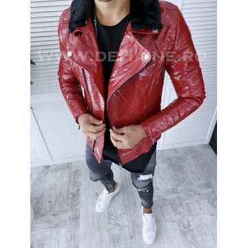 Geaca barbati rosie piele ecologica B2802 58-4