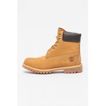 Ghete impermeabile de piele nabuc cu segment de piele Premium - Maro nisip