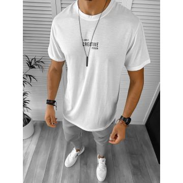 Tricou barbati slim fit alb 12957 41-3.3