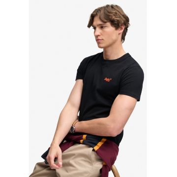 Tricou cu decolteu la baza gatului si logo - Alb/Negru