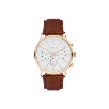 Ceas barbati  model WWG200004 - quartz - rezistent la apa 5 ATM - curea maro
