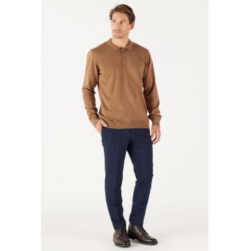 Pulover polo tricotat fin