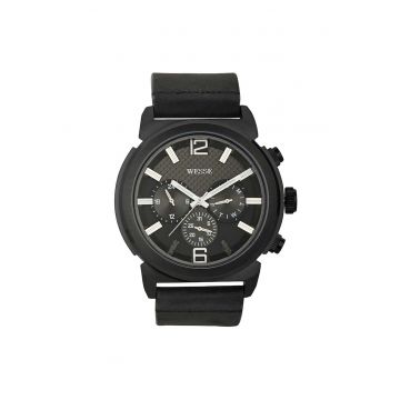 Ceas barbati  mecanism Quartz - rezistenta la apa 5 ATM - negru - curea din piele