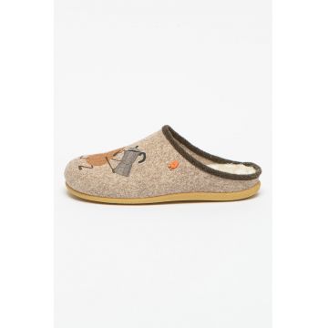 Papuci de casa cu imprimeu logo Funny Jenbach - Portocaliu stins/Maro melange/Gri inchis