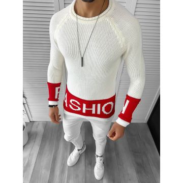 Pulover barbati gros slim fit alb ZR T3580 102-5