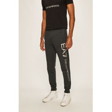 EA7 Emporio Armani Pantaloni bărbați, culoarea albastru marin, cu imprimeu