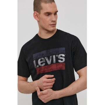 Levi's tricou bărbați, culoarea negru, cu imprimeu 39636.0050-Blacks
