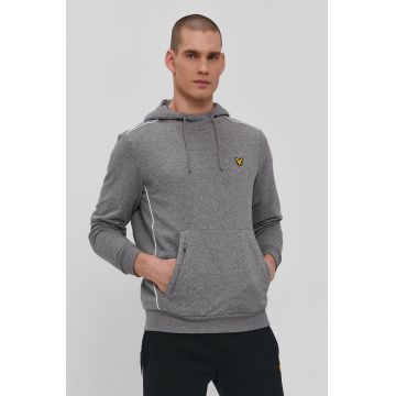 Lyle & Scott Bluză bărbați, culoarea gri, material neted