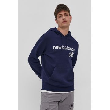 New Balance Bluză MT03910PGM bărbați, culoarea albastru marin, cu imprimeu