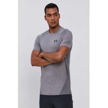 Under Armour tricou de antrenament culoarea gri, neted 1361683-001