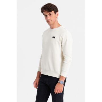 Bluza de trening cu decolteu la baza gatului si model uni - Crem