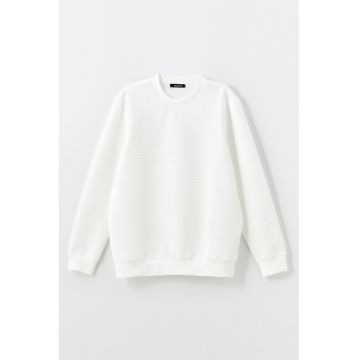 Bluza de trening cu decolteu la baza gatului si model uni