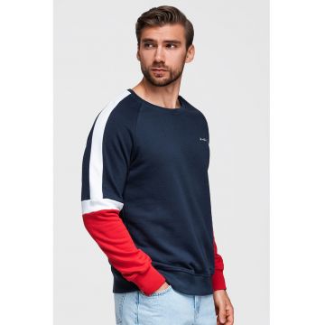 Bluza de trening din amestec de bumbac cu decolteu la baza gatului - Rosu/Alb/Bleumarin