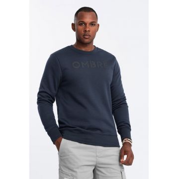 Bluza de trening din amestec de bumbac cu model text - Bleumarin