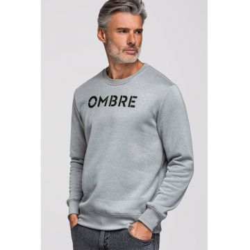 Bluza de trening din amestec de bumbac cu model text - Gri melange