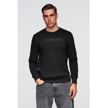 Bluza de trening din amestec de bumbac cu model text - Negru