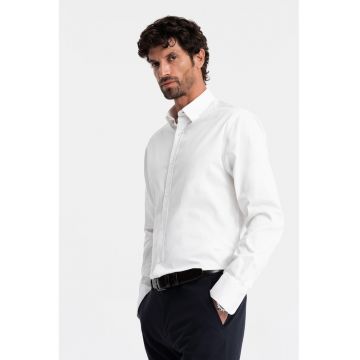 Camasa slim fit din amestec de bumbac - Alb optic
